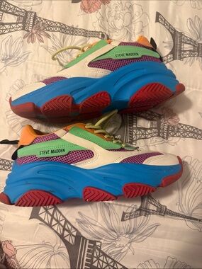 Steve Madden women Colorblock Chunky Sneakers - Blue, Purple, Green & Red